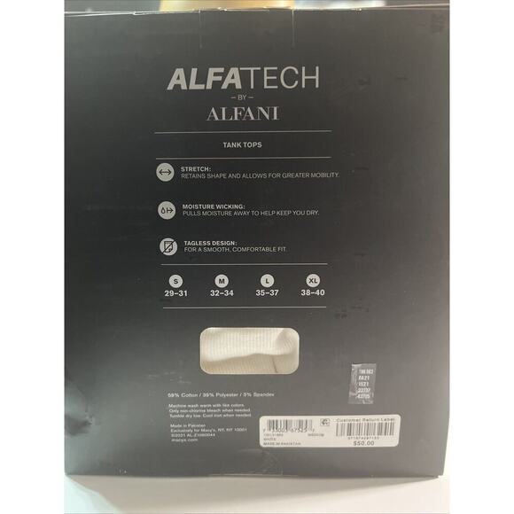 Alfani Mens 5-Pack AlfaTech Moisture Wicking Solid Tank Top White M MSRP $50 NWT - Picture 3 of 3